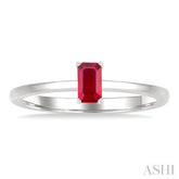 5x3 MM Octagon Shape Ruby Precious Solitaire Ring in 14K White Gold